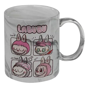Labubu pink, Κούπα κεραμική, marble style (μάρμαρο), 330ml