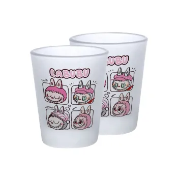 Labubu pink, Σφηνοπότηρα γυάλινα 45ml του πάγου (2 τεμάχια)