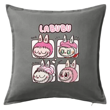 Labubu pink, Sofa cushion Grey 50x50cm includes filling