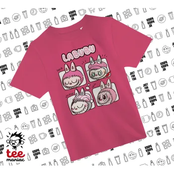 Labubu pink, ΡΟΖ παιδικό T-Shirt από 100% βαμβάκι, για κάθε μέρα. Vegan & OEKO-TEX πιστοποιημένο.