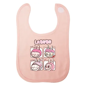 Labubu pink, Σαλιάρα με Σκρατς ΡΟΖ 100% Organic Cotton (0-18 months)