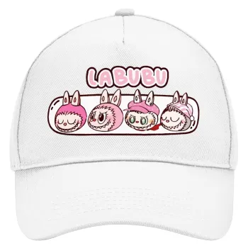 Labubu pink, Καπέλο Ενηλίκων Baseball, Drill, Λευκό (100% ΒΑΜΒΑΚΕΡΟ, ΕΝΗΛΙΚΩΝ, UNISEX, ONE SIZE)