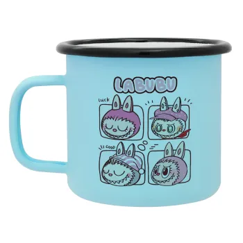 Labubu pink, Κούπα Μεταλλική εμαγιέ ΜΑΤ σιέλ 360ml