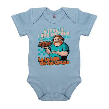 Steves Lava Chicken, Βρεφικό φορμάκι μωρού, 0-18 μηνών, Μπλε, 100% Organic Cotton, κοντομάνικο