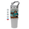 ΓΚΡΙ χρώματος Θερμός Ανοξείδωτο 890ml (30oz) με χερούλι