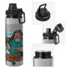 Metallic water bottle with safety cap, 850ml aluminum