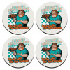 SET of 4 round wooden coasters (9cm)