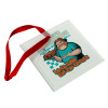 Christmas ornament, glass square ornament 9x9cm