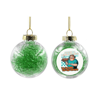 Steves Lava Chicken, Transparent Christmas tree ball ornament with green filling 8cm