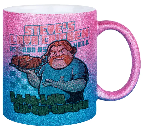 Steves Lava Chicken — Gold/blue glitter mug, ceramic, 330ml