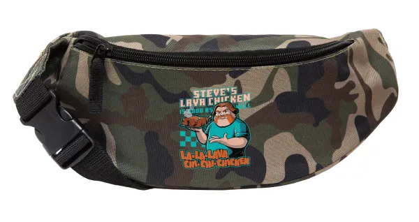 Steves Lava Chicken — Unisex waist bag (banana) in Jungle camouflage color with 2 pockets