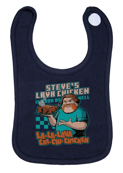 Steves Lava Chicken — Baby bib with velcro, blue, 100% organic cotton (0-18 months)