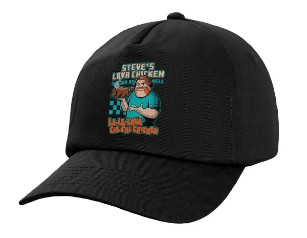 Steves Lava Chicken — Child's Baseball Cap, 100% Cotton, Black