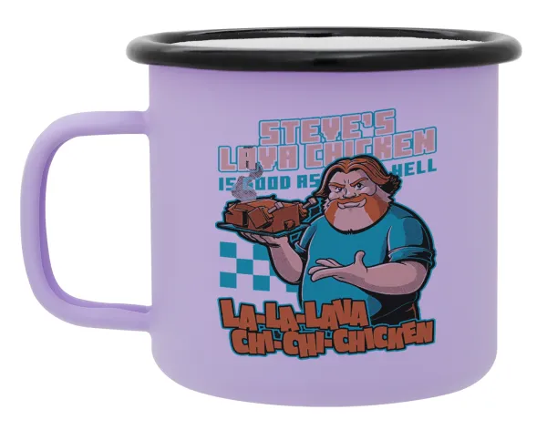 Steves Lava Chicken — Metal enamel mug, matte light pastel purple, 360ml