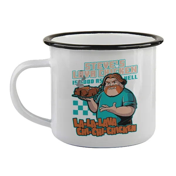 Steves Lava Chicken — Enamel mug with black rim, 360ml