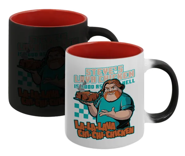 Steves Lava Chicken — Magic mug with red interior, ceramic, 330ml, changes colour with hot drinks