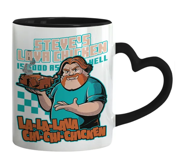Steves Lava Chicken — Mug heart black handle, ceramic, 330ml