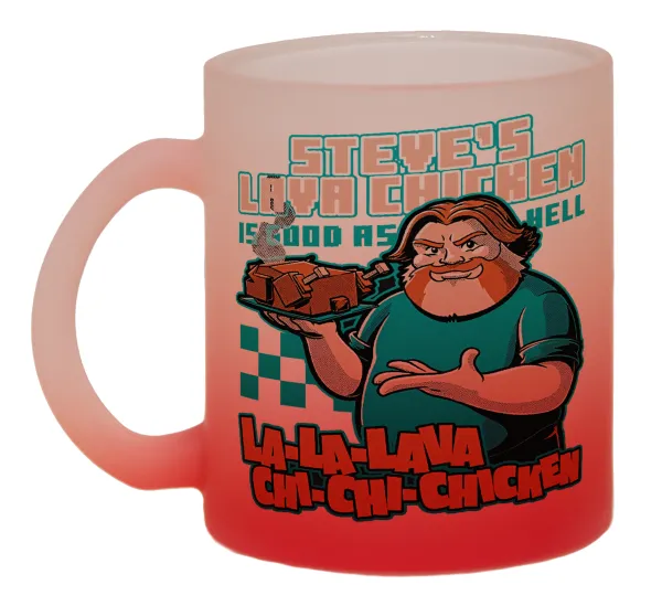 Steves Lava Chicken — Two-tone glass mug with matte red base, 330ml