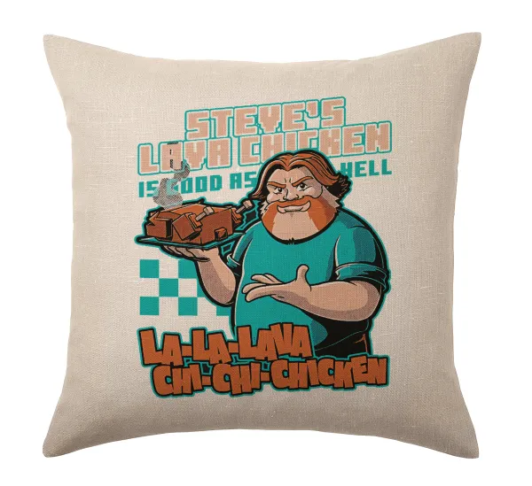 Steves Lava Chicken — Linen sofa cushion, 40x40cm, filling included
