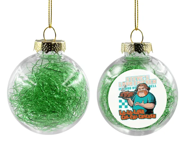 Steves Lava Chicken — Transparent Christmas tree ball ornament with green filling 8cm