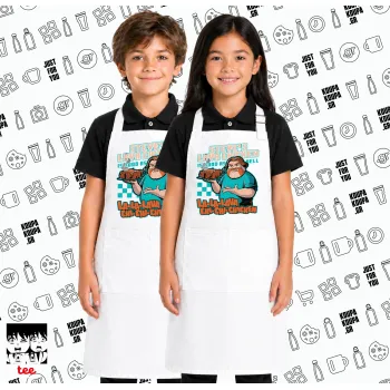 Steves Lava Chicken, Λευκή ΠΑΙΔΙΚΗ Ποδιά μακριά Σεφ ολόσωμη με τσέπες