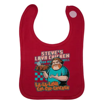 Steves Lava Chicken, Σαλιάρα με Σκρατς Κόκκινη 100% Organic Cotton (0-18 months)