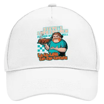 Steves Lava Chicken, Καπέλο Ενηλίκων Baseball, Drill, Λευκό (100% ΒΑΜΒΑΚΕΡΟ, ΕΝΗΛΙΚΩΝ, UNISEX, ONE SIZE)