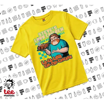 Steves Lava Chicken, yellow childrens T-Shirt made of 100% cotton, for every day. Vegan & OEKO-TEX certified.