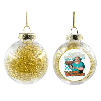 Steves Lava Chicken, Στολίδι Χριστουγεννιάτικη μπάλα δένδρου διάφανη με χρυσό γέμισμα 8cm