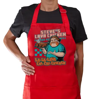 Steves Lava Chicken, Ποδιά Μακριά Σεφ ολόσωμη με τσέπες Κόκκινη (ΕΝΗΛΙΚΩΝ)