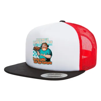 Steves Lava Chicken, Καπέλο Ενηλίκων Foam Flat Snapback με Δίχτυ Μαύρο-Λευκό-Κόκκινο (POLYESTER, ΕΝΗΛΙΚΩΝ, UNISEX, ONE SIZE)