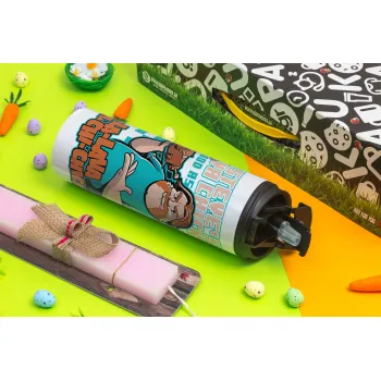 Steves Lava Chicken, Πασχαλινή Λαμπάδα με Travel Tumbler θερμό με διπλό καπάκι (600ml, BPA free) & κερί αρωματικό πλακέ (30cm) (ΡΟΖ)