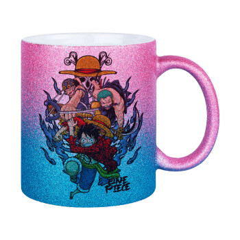 One Piece, Κούπα Χρυσή/Μπλε Glitter, κεραμική, 330ml