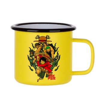 One Piece, Κούπα Μεταλλική εμαγιέ ΜΑΤ Κίτρινη 360ml