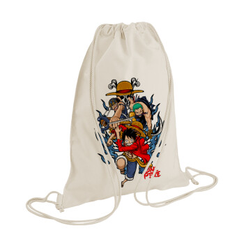 One Piece, Τσάντα πλάτης πουγκί GYMBAG natural (28x40cm)