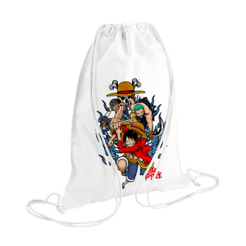 One Piece, Τσάντα πλάτης πουγκί GYMBAG λευκή (28x40cm)