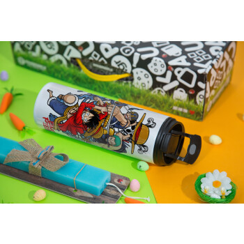 One Piece, Easter candle,Travel Tumbler 2 Lids, with metal straw & cleaning brush & aromatic flat candle (30cm) (BLUE)