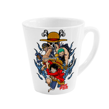 One Piece, Κούπα κωνική Latte Λευκή, κεραμική, 300ml