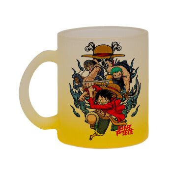 One Piece, Κούπα γυάλινη δίχρωμη με βάση το κίτρινο ματ, 330ml