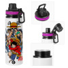 Metallic water bottle with safety lid, 850ml aluminum