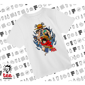 One Piece, Άνετο παιδικό T-Shirt ΛΕΥΚΟ από 100% βαμβάκι, για κάθε μέρα. Vegan & OEKO-TEX πιστοποιημένο.
