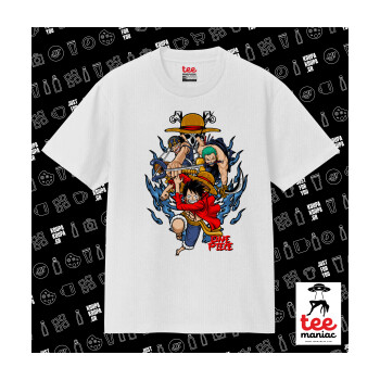 One Piece, Κλασικό T-Shirt, διπλής ραφής, χωρίς πλευρικές ραφές ΛΕΥΚΟ από 100% βαμβάκι. Vegan & OEKO-TEX πιστοποιημένο.