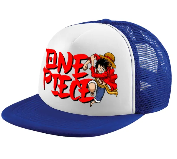 One Piece — Καπέλο παιδικό Soft Trucker με Δίχτυ ΜΠΛΕ/ΛΕΥΚΟ (POLYESTER, ΠΑΙΔΙΚΟ, ONE SIZE)