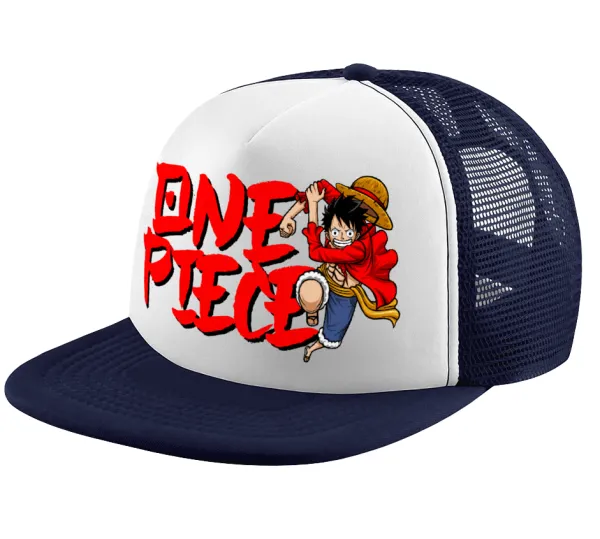 One Piece — Καπέλο παιδικό Soft Trucker με Δίχτυ ΜΠΛΕ ΣΚΟΥΡΟ/ΛΕΥΚΟ (POLYESTER, ΠΑΙΔΙΚΟ, ONE SIZE)