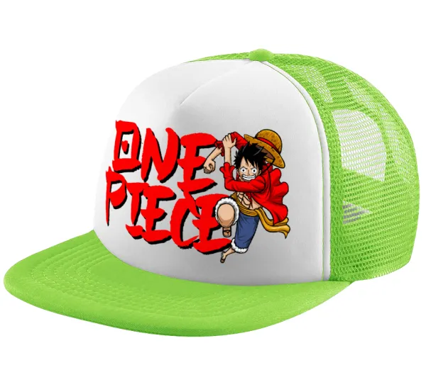 One Piece — Καπέλο Ενηλίκων Soft Trucker με Δίχτυ ΠΡΑΣΙΝΟ/ΛΕΥΚΟ (POLYESTER, ΕΝΗΛΙΚΩΝ, ONE SIZE)