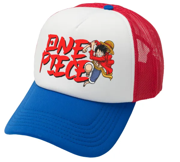 One Piece — Καπέλο Ενηλίκων Soft Trucker με Δίχτυ Red/Blue/White (POLYESTER, ΕΝΗΛΙΚΩΝ, UNISEX, ONE SIZE)