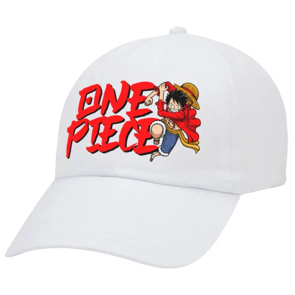 One Piece — Καπέλο Ενηλίκων Baseball Λευκό 5-φύλλο (POLYESTER, ΕΝΗΛΙΚΩΝ, UNISEX, ONE SIZE)
