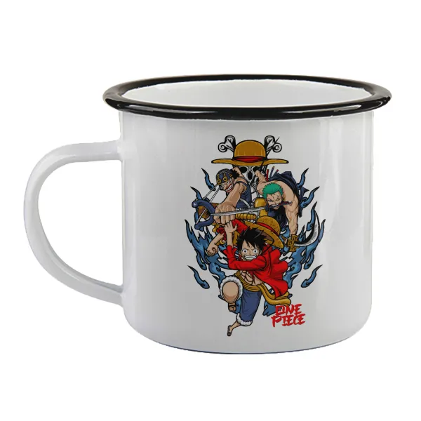 One Piece — Enamel mug with black rim, 360ml