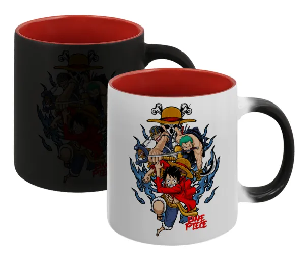 One Piece — Κούπα Μαγική εσωτερικό κόκκινο, κεραμική, 330ml που αλλάζει χρώμα με το ζεστό ρόφημα