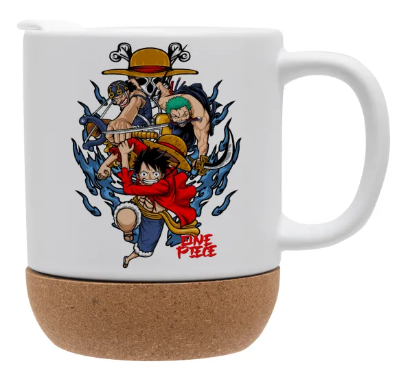 One Piece — Κούπα, κεραμική με βάση φελού και καπάκι (ΜΑΤ), 330ml